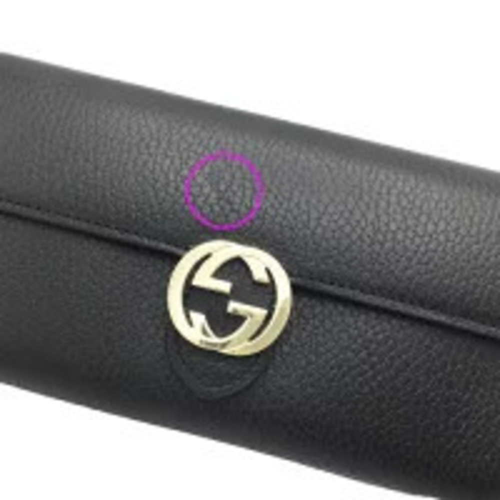 GUCCI Long Wallet Bi fold Leather Black Interlocking GG Zippered Wallet Card - Picture 9 of 10